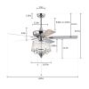 52 Inch Crystal Ceiling Fan , Modern Electrical Fan with 5 Wood Reversible Blades, 4 Bulbs Not Included,Noiseless Reversible AC Motor for Bedroom/Livi