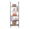 5-Shelf Wood Ladder Bookcase with Metal Frame, Industrial 5-Tier Modern Ladder Shelf Wood Shelves,Gray YJ