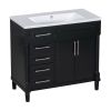 36'' Bathroom Vanity with Top Resin Sink, Freestanding Bathroom Storage Cabinet with 2 Drawers and a Tip-out Drawer, Solid Wood Frame Vanity Set, Heig