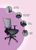 Cox Office Chair; Nylon Base Black; Fixed Armrest -Black / Smoke