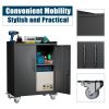 2 Door Tool Cabinets for Garage, Lockable Garage Storage Cabinet, Locking Metal Storage Cabinet with Wheels, Rolling Tool Chest, Assembly Required H34