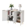 Storage cabinet Wave pattern three door buffets & sideboards for living room, dining room, bedroom , hall, white, 39.4''w x 15.8''d x 33.5''h.