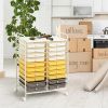 20 Drawer Rolling Storage Cart Tools Scrapbook Paper Office School Organizer Yellow