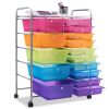 15 Drawer Rolling Storage Cart Tools Scrapbook Paper Office School Organizer