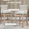 Upholstered Fabric Bar Height Bar Stools, 180¬∞ Swivel Nailhead-Trim Pub Chairs, 30" Seat Height with Rubber Wood Legs, Set of 2, Cream