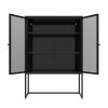 47.2 inches high Metal Storage Cabinet with 2 Mesh Doors;  Suitable for Office;  Dining Room and Living Room