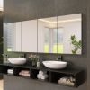 80" x 30" Black Medicine Cabinets with Mirror Recessed or Surface Wall-Mounted Aluminum Alloy Vanity Mirror with Storage