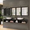 80" x 30" Black Medicine Cabinets with Mirror Recessed or Surface Wall-Mounted Aluminum Alloy Vanity Mirror with Storage