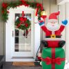 Foot Christmas Inflatable Santa Claus Outdoor Decorations with Build-in LED Lights, Waterproof Xmas Family Inflatable Decor for Yard Lawn Garden Home