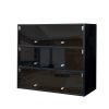 Black Glass Door Shoe Box Shoe Storage Cabinet With RGB Led Light