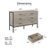 Wood Dresser with 6 Drawers, Wooden Storage Closet for Bedroom, Solid Clothes Cabinet with Sturdy Steel Frame, 48.58"W√ó15.75"D√ó31.22"H, 48 inch, Rus