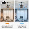 52 Inch Farmhouse Ceiling Fan with Lights and Remote,3-Lights Ceiling Fan with Caged Light Fixture (No include Bulbs), Ceiling Fan for Patio,Living ro