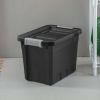 7.5 Gallon Stacker Tote Plastic, Black, Storage,Set of 6