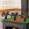 Heat Powered Wood Stove Fan Dual Motor Thermal Fan Wood Burning Heat Activated Fireplace Fan with Magnetic Stove Thermometer for Wood Burning Stove Ga