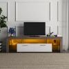 20 minutes quick assembly brown simple modern TV cabinet Floor cabinet Floor TV wall cabinet Brown + white modern TV bracket with LED light