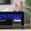 Black morden TV Stand with LED Lights; high glossy front TV Cabinet; can be assembled in Lounge Room; Living Room or Bedroom; color:black