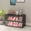 Black Glass Door Shoe Storage Cabinet for Sneakers with RGB LED Light ‚Äì Expertly Crafted Wooden Display Showcase