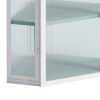 Glass Door Wall Mounted Corner Cabinet with Featuring Four-tier Storage for Bedroom, Living Room, Bathroom, Kitchen, White