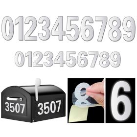 2sets Reflective Mailbox Numbers Sticker, Decal Die Cut Classic Style Vinyl Waterproof Number Self Adhesive (3" X 1 Set , 4" X 1 Set) For Signs, Door (Quantity: 2)