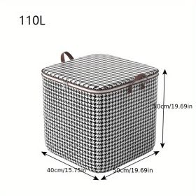 1pc Clothes Storage Bag; Foldable Fabric Storage Bag; Large Capacity Waterproof Moisture-proof Cotton Quilt Storage Bag; Home Organization And Storage (Color: Houndstooth, size: 15.75*15.75*19.69inch)