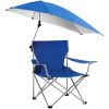 Foldable Beach Chair with Detachable Umbrella Armrest Adjustable Canopy Stool with Cup Holder Carry Bag for Camping Poolside Travel Picnic Lawn Chair