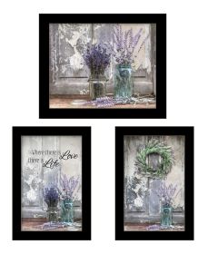 "Abundance of Beauty Collection" 3-Piece Vignette by Lori Deiter, Ready to Hang Framed Print, Black Frame (Color: as Pic)