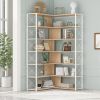 7-Tier Bookcase Home Office Bookshelf, L-Shaped Corner Bookcase with Metal Frame, Industrial Style Shelf with Open Storage, MDF Board