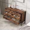 Wood Dresser with 7 Drawers, Wooden Storage Closet for Bedroom, Solid Clothes Cabinet with Sturdy Steel Frame, 48.58"W√ó15.75"D√ó31.22"H, 48 inch, Rus