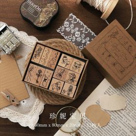 Jenny Chinese Character Number Universe Flower Week Wooden Rubber Stamp Scrapbooking Deco DIY Craft Standard Wooden Stamps (Color: H)