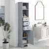 Tall Bathroom Cabinet;  Freestanding Storage Cabinet with 3 Drawers and Adjustable Shelf;  MDF Board with Painted Finish