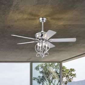 52 inch 4 Lights Ceiling Fan with 5 Wood Blades, Two-color fan blade, AC Motor, Remote Control, Reversible Airflow, 3-Speed, Adjustable Height, Tradit (Color: as Pic)