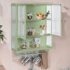 23.62"Glass Doors Modern Two-door Wall Cabinet with Featuring Two-tier Enclosed Storage, an Open Shelf, and Towel Rack, for Entryway Living Room Bathr