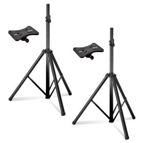 5 Core Speaker Stand Tripod Floor Tall Pair Adjustable Up to 72 Inch DJ Studio Monitor Stands Pole Mount  - SS ECO 2PK WoB (Color: Black)