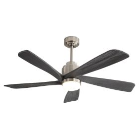 52 Inch Modern Ceiling Fan With Dimmable LED Light 5 Solid Wood Blades Remote Control Reversible DC Motor With Smart APP Control (Color: as Pic)