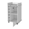 Vegas Bar Cart, Two Tier Cabinet With Glass Door, Six Cubbies For Liquor