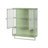 23.62"Glass Doors Modern Two-door Wall Cabinet with Featuring Two-tier Enclosed Storage, an Open Shelf, and Towel Rack, for Entryway Living Room Bathr