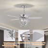 52 inch 4 Lights Ceiling Fan with 5 Wood Blades, Two-color fan blade, AC Motor, Remote Control, Reversible Airflow, 3-Speed, Adjustable Height, Tradit