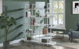 5 Tier Bookcase Home Office Open Bookshelf, Vintage Industrial Style Shelf with Metal Frame, MDF Board