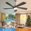 52 Inch Modern Ceiling Fan With Dimmable LED Light 5 Solid Wood Blades Remote Control Reversible DC Motor With Smart APP Control