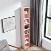 8-Tier Media Tower Rack, CD DVD Slim Storage Cabinet with Adjustable Shelves, Tall Narrow Bookcase Display Bookshelf for Home Office,Multi-functional