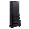 Storage Cabinet with 2 Doors and 4 Drawers for Bathroom, Office, Adjustable Shelf, MDF Board with Painted Finish