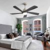 52 Inch Modern Ceiling Fan With Dimmable LED Light 5 Solid Wood Blades Remote Control Reversible DC Motor With Smart APP Control