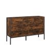 Wood Dresser with 7 Drawers, Wooden Storage Closet for Bedroom, Solid Clothes Cabinet with Sturdy Steel Frame, 48.58"W√ó15.75"D√ó31.22"H, 48 inch, Rus