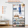 Entryway Coat Hat Rack Shoe Storage Shelf Shoe Rack Freestanding Hall Tree Garment Hanger Stand Clothes Shoe Organizer Combo