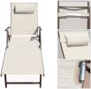 Aluminum Outdoor Folding Reclining Adjustable Patio Chaise Lounge Chair with Pillow for Poolside Backyard and Beach Set of 2