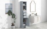 Tall Bathroom Cabinet;  Freestanding Storage Cabinet with 3 Drawers and Adjustable Shelf;  MDF Board with Painted Finish