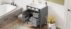 30'' Bathroom Vanity with Top Sink, Modern Bathroom Storage Cabinet with 2 Drawers and a Tip-out Drawer, Single Sink Bathroom Vanity