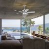 52 inch 4 Lights Ceiling Fan with 5 Wood Blades, Two-color fan blade, AC Motor, Remote Control, Reversible Airflow, 3-Speed, Adjustable Height, Tradit