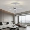 52 inch 4 Lights Ceiling Fan with 5 Wood Blades, Two-color fan blade, AC Motor, Remote Control, Reversible Airflow, 3-Speed, Adjustable Height, Tradit