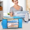 2Pcs Clothes Storage Bag 90L Large Capacity Foldable Closet Organizer w/ Thick Fabric Clear Window Dual-Zipper